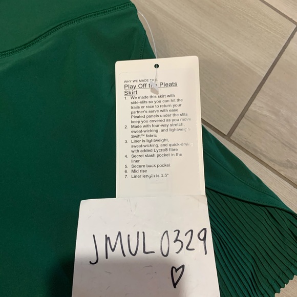 Lululemon Play Off The Pleats Skirt * Everglades Green - Picture 8 of 10